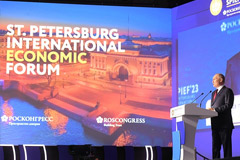   Russian President Vladimir Putin addresses the St. Petersburg International Economic Forum
