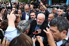Lula speaks to reporters