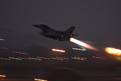 An F-16 Fighting Falcon takes off from Incirlik Air Base, Turkey, in support of Operation Inherent Resolve Aug. 12, 2015. 
