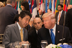 President Donald J. Trump and Prime Minister Shinzō Abe of Japan at the United Nations General Assembly (Official White House Photo by Shealah Craighead)
