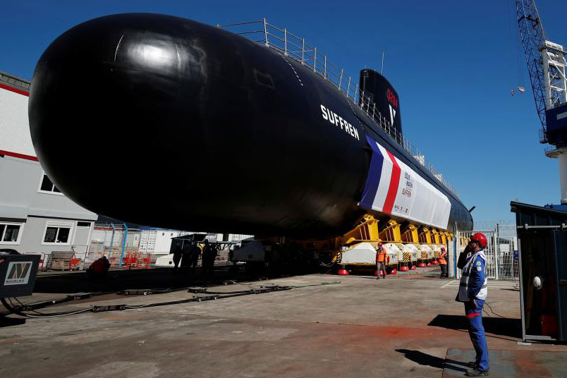 A nuclear-powered submarine in Cherbourg, France, July 2019