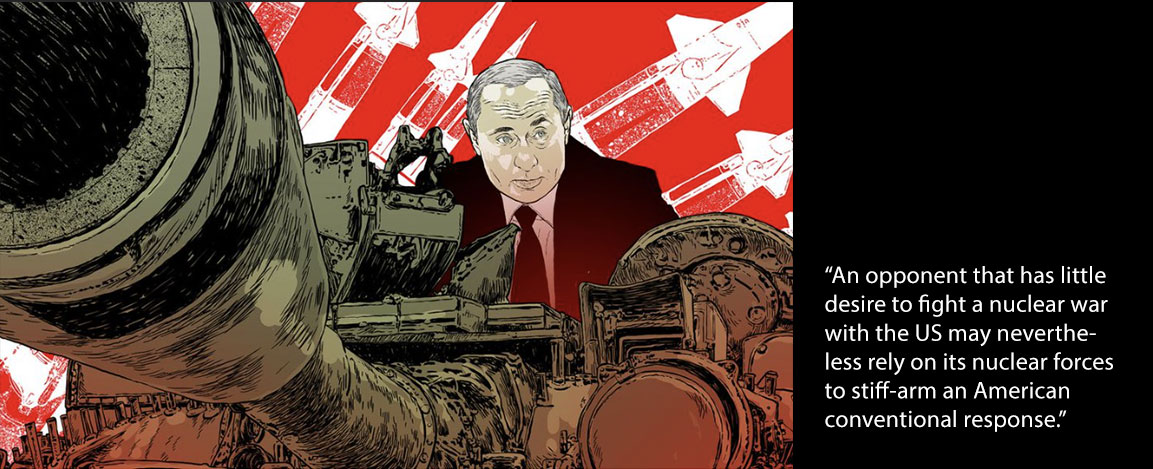 Illustration of Putin with rockets