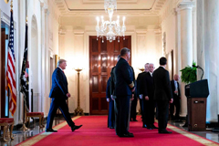 President Trump spoke at the White House on Wednesday after missile strikes by Iran on two bases housing American troops in Iraq.Credit...Doug Mills/The New York Times