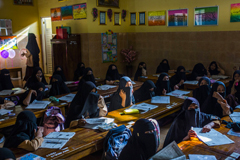 A class at Al Fatah Islamic Boarding School in Temboro, where girls as young as 5 are required to wear the niqab.