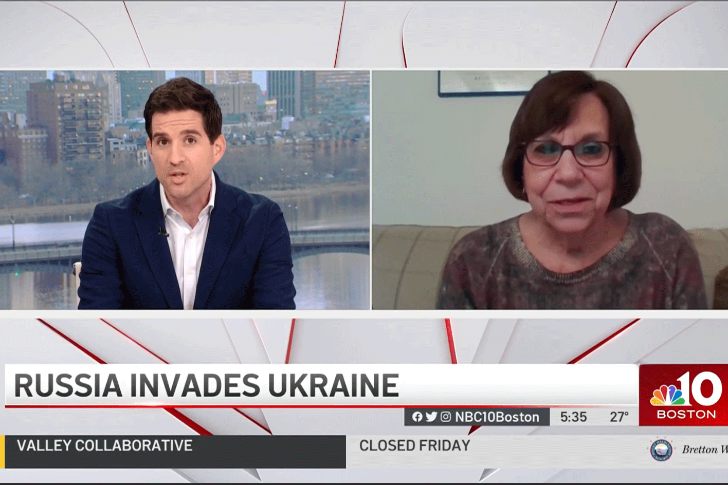 Carol Saivetz on Ch 10 news speaking on the Russia Ukraine war