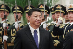 Chinese President Xi Jinping and Finnish President Sauli Niinisto (unseen) review an honor guard at the Great Hall of the People in Beijing, Monday, Jan. 14, 2019. With Russia’s military failings in Ukraine mounting, no country is paying closer attention than China to how a smaller, outgunned force has badly bloodied what was thought to be one of the world’s strongest armies. (AP Photo/Andy Wong, File)