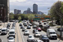 View of congested cars on Storrow Drive
