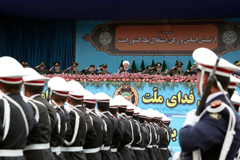 President Hassan Rouhani of Iran, watching the National Army Day parade in Tehran last month.