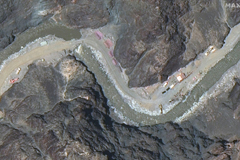 A satellite image provided by Maxar Technologies shows a road under construction near the Line of Actual Control, the border between India and China, June 22, 2020.  (Maxar Technologies via AP) A satellite image provided by Maxar Technologies shows a road under construction near the Line of Actual Control, the border between India and China, June 22, 2020. (Maxar Technologies via AP)