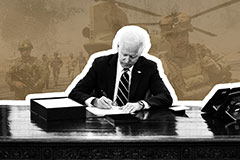 President Biden with Afghanistan war in background