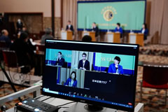 Candidates to lead the Liberal Democratic Party at a debate in Tokyo this month.Credit...Pool photo by Eugene Hoshiko