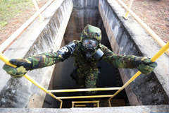 A Brazilian soldier training for a radiological weapons attack, Brasília, May 2013