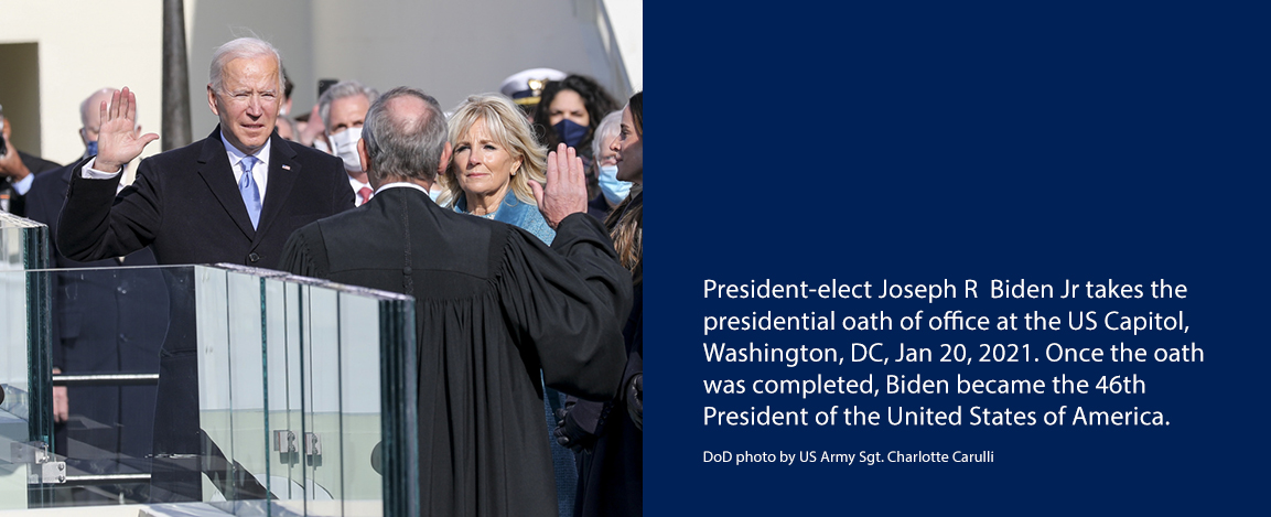 President-elect Biden taking the oath of president