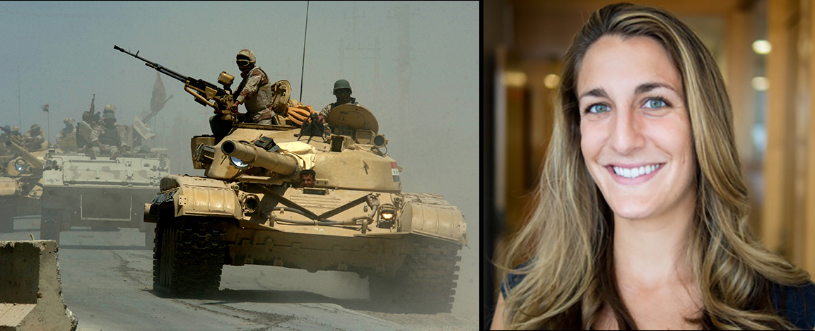 Rachel Tecott and photo of soldiers in Iraq