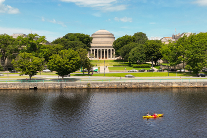 View of the Dome from the Charles river with a Kayak in the foreground