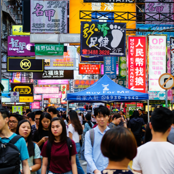 Crowded street in China
